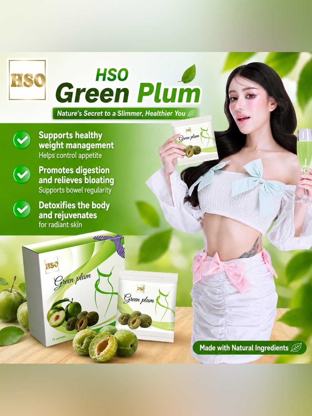 HSO Green Plum Slimming 15 piece a box